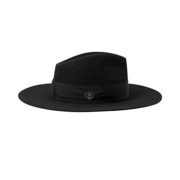 HERMES Minicoo Heart Fauve Lelove Hat Size 57 FeltWool Black - Picture 1 of 13